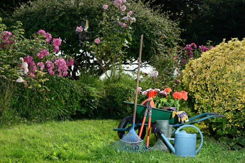Beautiful landscaped garden in Strawberry Hill with patio and planting