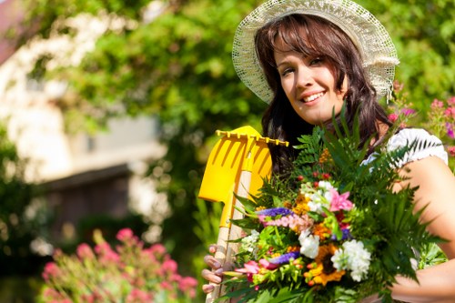 Reliable gardening team working under a safety policy